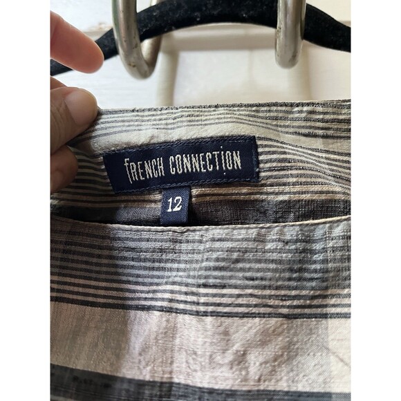 Vtg French Connection Top 12 Silk Striped Earthy Sleeveless Boho Celestial Earth - Picture 4 of 7